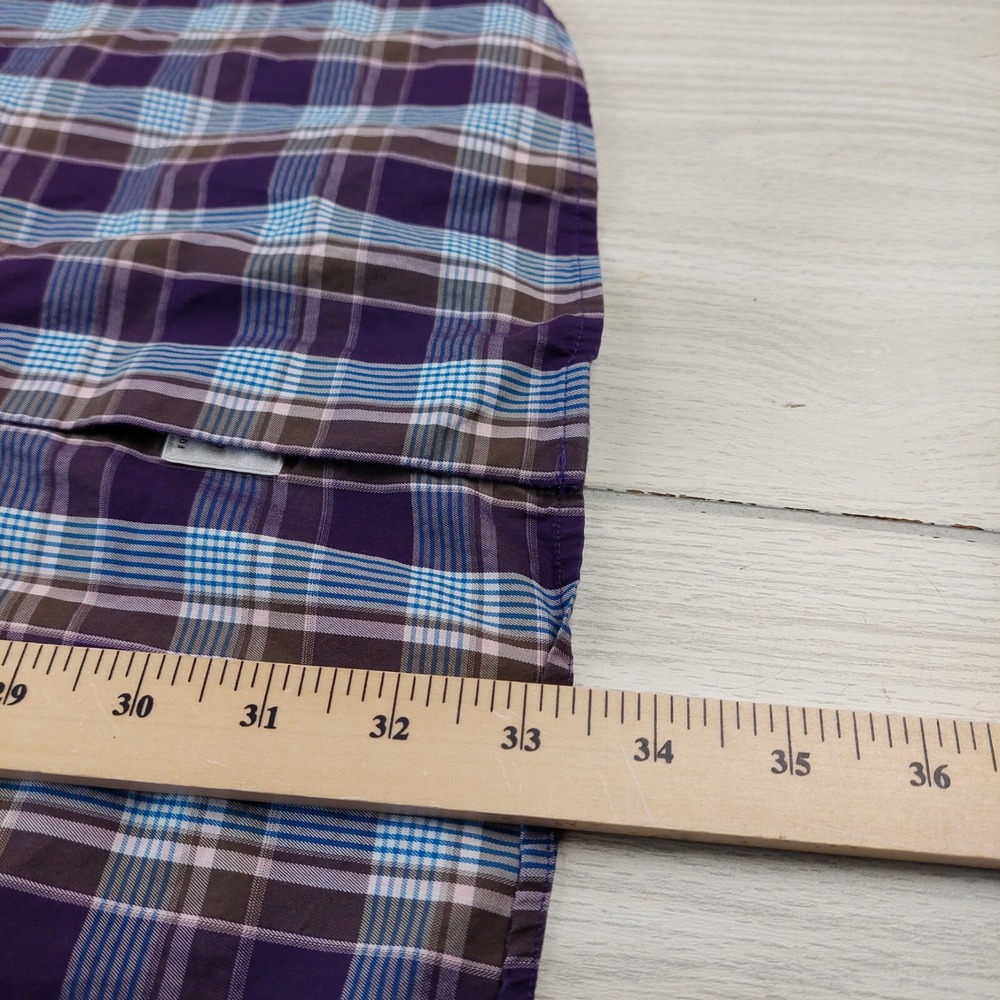 Peter Millar Button Down Shirt Mens XL Purple Blue Plaid Cotton Long Sleeve - Picture 6 of 6